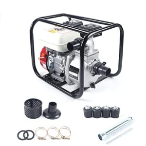 6.5 HP Gas Water Pump 2 Inch Portable Irrigation Gasoline Water Pump 2-Stroke Petrol Water Transfer Pump High Pressure Water Garden Pumps Engine Pond Pump for Agricultural Irrigation