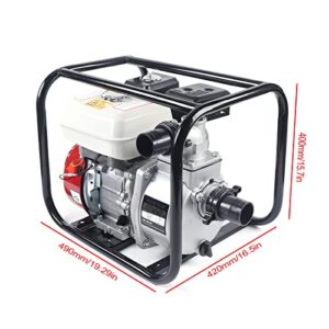 6.5 HP Gas Water Pump 2 Inch Portable Irrigation Gasoline Water Pump 2-Stroke Petrol Water Transfer Pump High Pressure Water Garden Pumps Engine Pond Pump for Agricultural Irrigation