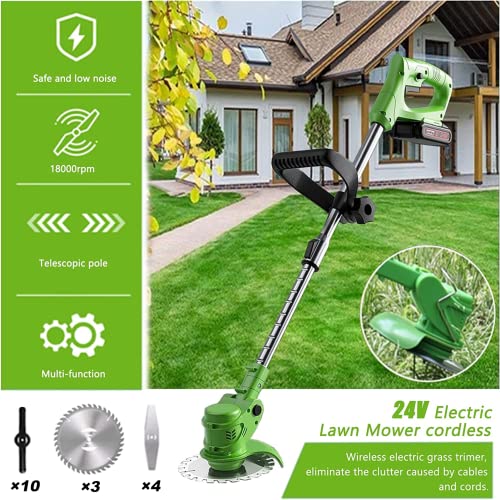 Weed Wacker Cordless Grass Trimmer Weed Eater Electric Brush Cutter Quick Charger Cordless Lightweight Electric Edger Lawn Tool for Lawn Garden Pruning and Trimming