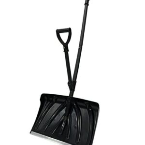 Snow Shovel for Driveway - 18-in Strain-Reducing Snow Shovel with Assisted Handle, Multifunction Emergency Snow Shovel, Lightweight Portable Sport Utility Shovel for Car Home Garage Garden (Black)