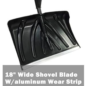 Snow Shovel for Driveway - 18-in Strain-Reducing Snow Shovel with Assisted Handle, Multifunction Emergency Snow Shovel, Lightweight Portable Sport Utility Shovel for Car Home Garage Garden (Black)