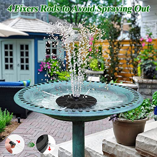 ZOLOCHEL Solar Fountain 100% Glass Covered, Solar Powered Hummingbird Water Fountain, Outdoor Bird Bath Fountain Pump with 8 Nozzles & 4 Fixers for Garden, Pond, Pool, Fish Tank Decoration