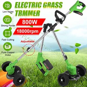 Cordless String Trimmer, 21V Electric Weed Eater Weed Wacker, with 2Pcs 2.0Ah Battery Powered, Lightweight Grass Cutter Machine Brush Cutter Edger Lawn Tool for Garden and Yard Care Pruning Trimming