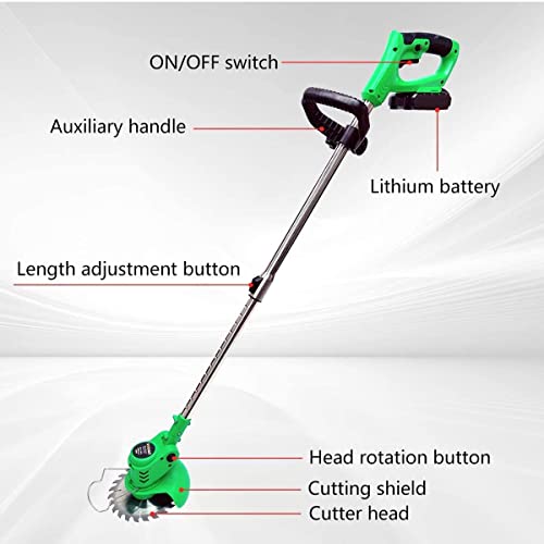 Cordless String Trimmer, 21V Electric Weed Eater Weed Wacker, with 2Pcs 2.0Ah Battery Powered, Lightweight Grass Cutter Machine Brush Cutter Edger Lawn Tool for Garden and Yard Care Pruning Trimming