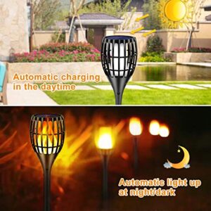 Ollivage Solar Torch Flame Lights Waterproof Flickering Flames Solar Lights 43" Solar Garden Lights Outdoor Landscape Decoration Lighting Dusk to Dawn Auto On/Off for Yard Garden Pathway, 2 Pack