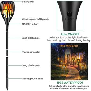 Ollivage Solar Torch Flame Lights Waterproof Flickering Flames Solar Lights 43" Solar Garden Lights Outdoor Landscape Decoration Lighting Dusk to Dawn Auto On/Off for Yard Garden Pathway, 2 Pack