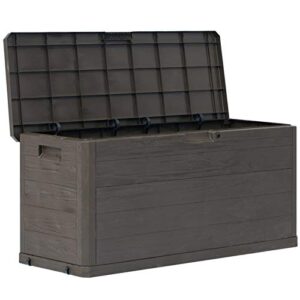 Tidyard Garden Storage Deck Box Plastic 74 Gal Lockable Garden Container Cabinet Toolbox for Patio, Lawn, Poolside, Backyard Outdoor Furniture 46.1 x 17.7 x 22 Inches (W x D x H)
