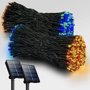 2 pack solar string lights outdoor, 200 led extra-long 72ft solar powered lights with 8 lighting modes, waterproof outdoor lighting decoration for garden, patio, balcony, xmas, wedding, party