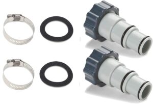 (2-pack) replacement threaded to clamp style hose adapter for intex pool sets with 1.5 and 1.25-inch hoses – fits filter pumps, chlorine generators, and salt systems with threaded hose connections