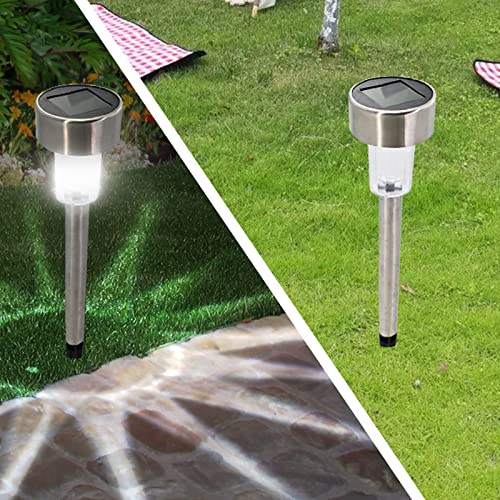 PEMUISE Solar Lights Outdoor 24 Pack Solar Path Lights Waterproof Solar Walkway Lights Stainless Steel Outdoor Decor Garden Led Lights for Landscape/Patio/Lawn/Yard/Driveway (Cold White)