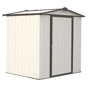 ARROW 6' x 5' EZEE Galvanized Steel Low Gable Shed Cream with Charcoal, Storage Shed with Peak Style Roof