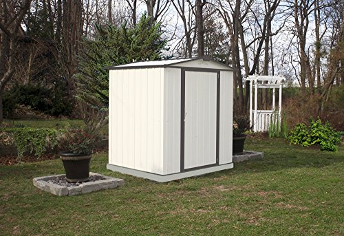 ARROW 6' x 5' EZEE Galvanized Steel Low Gable Shed Cream with Charcoal, Storage Shed with Peak Style Roof