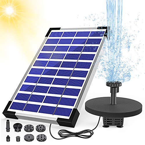 AISITIN 5.5W Solar Bird Bath Fountain Built-in 1500mAh Battery, Solar Fountain Pump for Bird Bath with 6 Nozzles, Solar Floating Water Fountain Pump for Bird Bath, Fish Tank, Pond, Garden and Outdoor