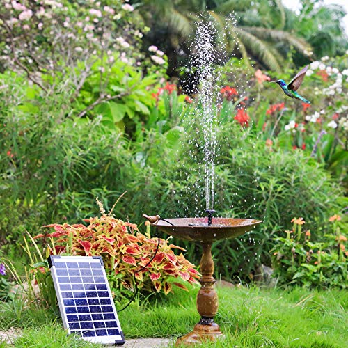 AISITIN 5.5W Solar Bird Bath Fountain Built-in 1500mAh Battery, Solar Fountain Pump for Bird Bath with 6 Nozzles, Solar Floating Water Fountain Pump for Bird Bath, Fish Tank, Pond, Garden and Outdoor