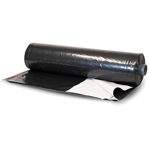 Farm Plastic Supply - Panda Film Light Deprivation Greenhouse Cover - 6 mil - (10' x 25') - 100% Blackout Tarp, Black White Plastic Sheeting, Green House Poly Film