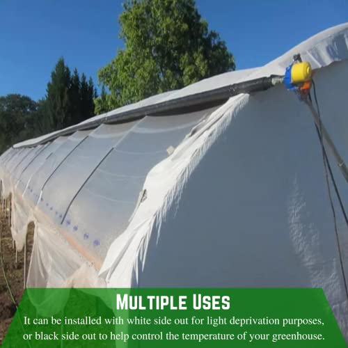 Farm Plastic Supply - Panda Film Light Deprivation Greenhouse Cover - 6 mil - (10' x 25') - 100% Blackout Tarp, Black White Plastic Sheeting, Green House Poly Film