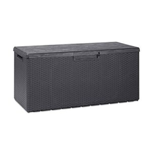 toomax z175e097 portofino weather resistant heavy duty 90 gallon novel resin outdoor storage deck box w/lockable lid & 450 pound weight capacity, gray