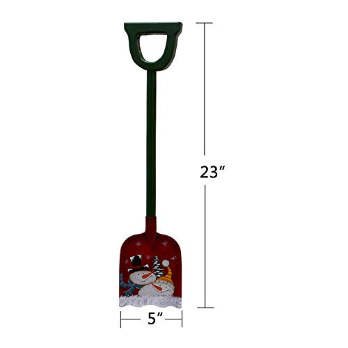 Attraction Design Snow Shovel for Kids Christmas Decoration, 23 x 5 Inch Small Metal Shovel Wood Handle Garden Tool with Decorative Christmas Snowman Pattern Xmas Gift for Children (Snowman Shovel)