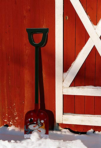 Attraction Design Snow Shovel for Kids Christmas Decoration, 23 x 5 Inch Small Metal Shovel Wood Handle Garden Tool with Decorative Christmas Snowman Pattern Xmas Gift for Children (Snowman Shovel)