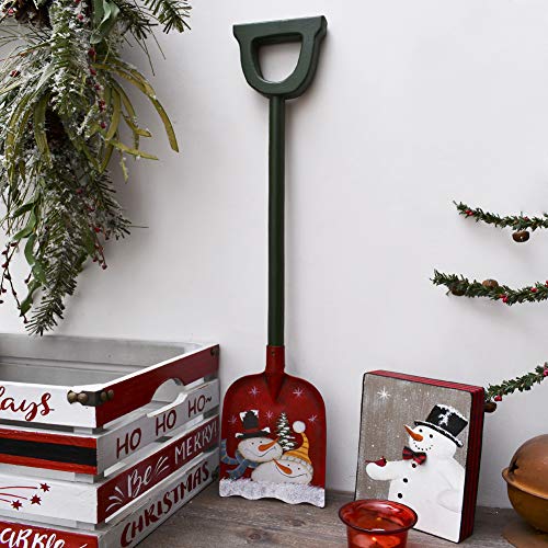 Attraction Design Snow Shovel for Kids Christmas Decoration, 23 x 5 Inch Small Metal Shovel Wood Handle Garden Tool with Decorative Christmas Snowman Pattern Xmas Gift for Children (Snowman Shovel)