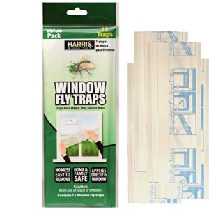 harris indoor window fly strip, 12 pack sticky traps kills flies