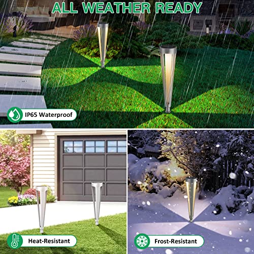 VISFLAIR Solar Lights Outdoor Garden, 6 Pack LED Waterproof Solar Pathway Lights for Outside Yard, Path, Patio, Driveway Decor Landscape Lighting -Silver