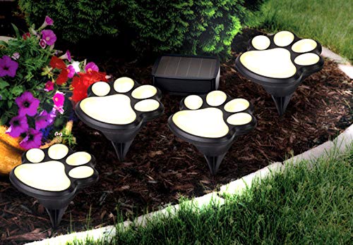 PAW PRINT GARDEN LIGHTING Solar LED Decorative Set of 4