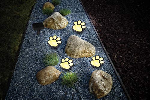 PAW PRINT GARDEN LIGHTING Solar LED Decorative Set of 4