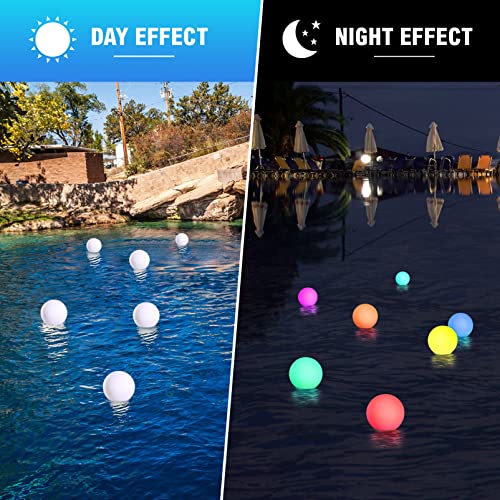 OSALADI LED Floating Ball Pool Lights, Rechargeable RGB Color Changing Pool Lights with Remote, IP68 Waterproof LED Glow Ball Pool, Floating Night Lights for Pond Fountain Garden Party Decor, 4 Pack