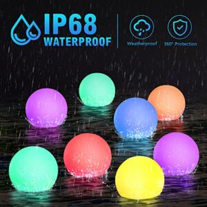 OSALADI LED Floating Ball Pool Lights, Rechargeable RGB Color Changing Pool Lights with Remote, IP68 Waterproof LED Glow Ball Pool, Floating Night Lights for Pond Fountain Garden Party Decor, 4 Pack