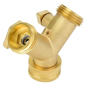 TOPINCN 3/4 Inch Double Outlet Water Pipe Fitting Brass Ball Valve Hose Fitting for Garden