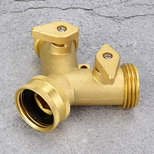 TOPINCN 3/4 Inch Double Outlet Water Pipe Fitting Brass Ball Valve Hose Fitting for Garden