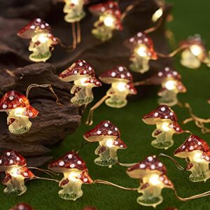 Garden Décor Solar Powered Outdoor String Lights Mushroom Lamp Solar Garden Fairy Lights Mushroom Night Lights Gifts Cottage core Décor 14ft 40LEDs Solar Pathway Fence Yard Window Mushroom Decor