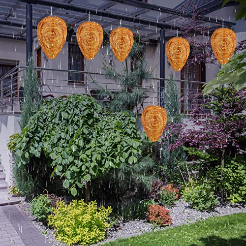 Wasp Nest Decoy Hanging Wasp Repellent Deterrent Upgraded Waterproof Material Fake Nest Decoys for Wasps Hornets Yellow Jackets Home Garden Yard Outdoors (Orange,4 Pieces)