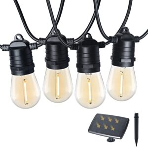 68ft solar outdoor string lights, commercial grade waterproof solar & usb powered string lights with 21+3(spare) led shatterproof bulbs, for outside, garden, patio, backyard, 4 light modes, 2700k