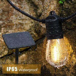 68FT Solar Outdoor String Lights, Commercial Grade Waterproof Solar & USB Powered String Lights with 21+3(Spare) LED Shatterproof Bulbs, for Outside, Garden, Patio, Backyard, 4 Light Modes, 2700K