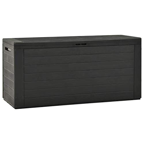 vidaXL Patio Storage Box Garden Cushion Deck Outdoor Storage Chest Storing Pillow Tool Box Blanket Indoor Interior Container Anthracite 45.7"