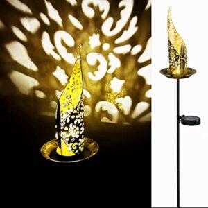 Fawgold Garden Solar Lights Pathway Outdoor Stake Metal Lights,Waterproof Warm White LED for Lawn,Patio or Courtyard