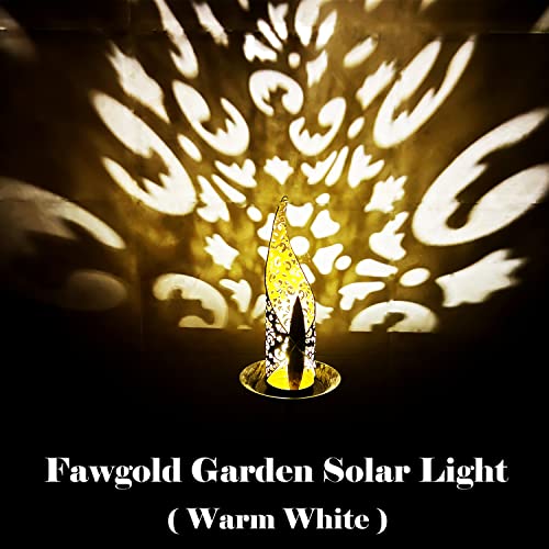 Fawgold Garden Solar Lights Pathway Outdoor Stake Metal Lights,Waterproof Warm White LED for Lawn,Patio or Courtyard