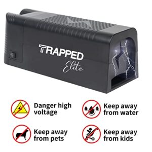 TRAPPED Elite Electric Rat Trap - Electric Rat & Mice Trap - Easy to Use & Set Up to Clean - Humane Rodent Trap - Family & Pet Safe. Perfect for Rats & Mice