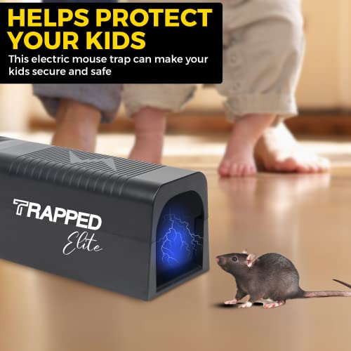 TRAPPED Elite Electric Rat Trap - Electric Rat & Mice Trap - Easy to Use & Set Up to Clean - Humane Rodent Trap - Family & Pet Safe. Perfect for Rats & Mice