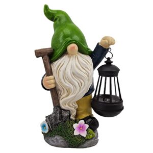 rinpox dwarf yard decorations outdoor – resin garden statues with solar led lights, lantern wizard outdoor decorations for patio suitable for gardens,yards and lawns