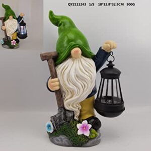 Rinpox Dwarf Yard Decorations Outdoor - Resin Garden Statues with Solar Led Lights, Lantern Wizard Outdoor Decorations for Patio Suitable for Gardens,Yards and Lawns