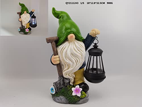 Rinpox Dwarf Yard Decorations Outdoor - Resin Garden Statues with Solar Led Lights, Lantern Wizard Outdoor Decorations for Patio Suitable for Gardens,Yards and Lawns