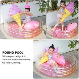 ABOOFAN 1pc Center Summer Glitter Fun Outdoor Play Blow Tube Kiddie Baby Pool Swimming Boy Three for Pools Children Kids Rings Portable Girl Toy Paddling Garden Inflatable Round