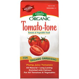 espoma organic tomato-tone 3-4-6 with 8% calcium. organic fertilizer for all types of tomatoes and vegetables. promotes flower and fruit production. 8 lb. bag