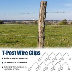 102 Pieces T Post Wire Clips Fence Wire Twister for T Post Clips Galvanized Steel Fence Wire Tensioning Tool for Fixing Fence Wire T Post Wire Clip Garden Farm Highway Sport Fences