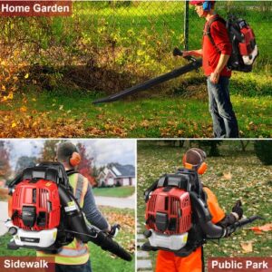 TPKOWE Backpack Leaf Blower, 76cc 4-Stroke Engine Portable Powerful Blowing and Low Fuel Consumption Gas Powered Leaf Blower, Cordless 76cc Blower for Yard, Garden, Lawn Care and Street Cleaning