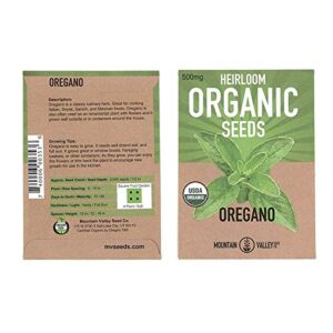 oregano herb garden seeds – common italian – 500 mg packet – non-gmo, certified organic oregano herbal spice gardeing seed