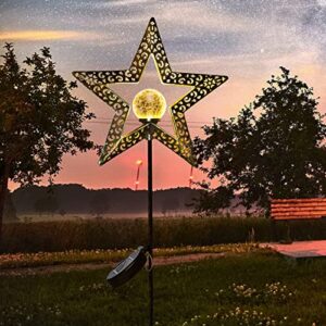 TAKE ME Star Solar Lights Garden Outdoor Decor, Waterproof Metal Decorative Stakes for Walkway,Yard,Lawn,Patio Mother's Day Gifts